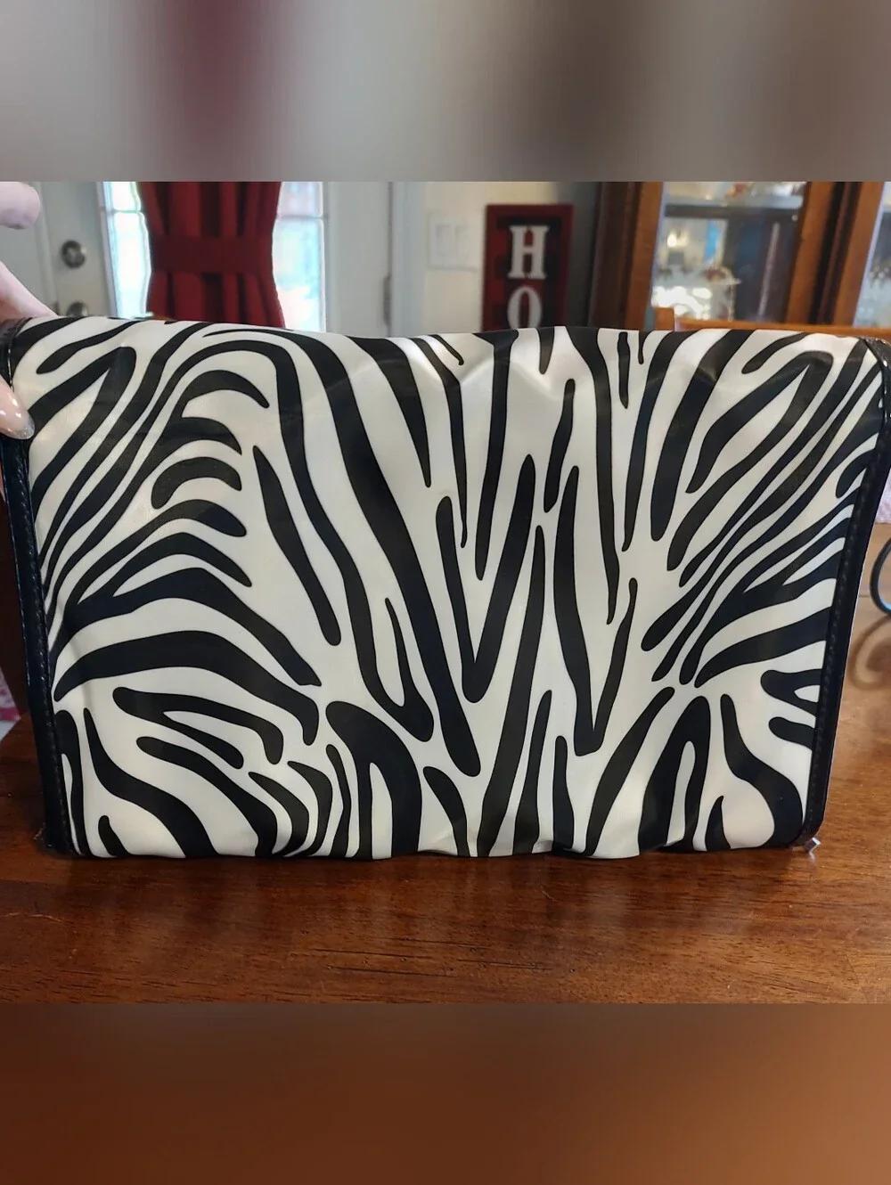 Modella Black and White Zebra Print Cosmetic Bag